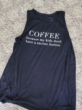Work Out Black Tank Top with 'COFFEE' Graphic